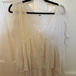 Free People White Boho Flowy Shirt Size Small